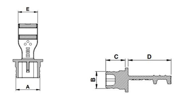 泰科（TE）连接器的低压防护塞 （EL）   LV pin connector plug_technical drawing